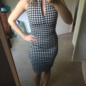 Kardashian Kollection midi black and white dress